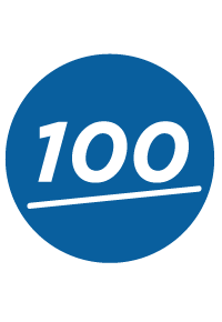 "100" logo for 100 percent guarantee