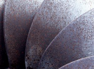 aircraft turbine blades with rust corrosion